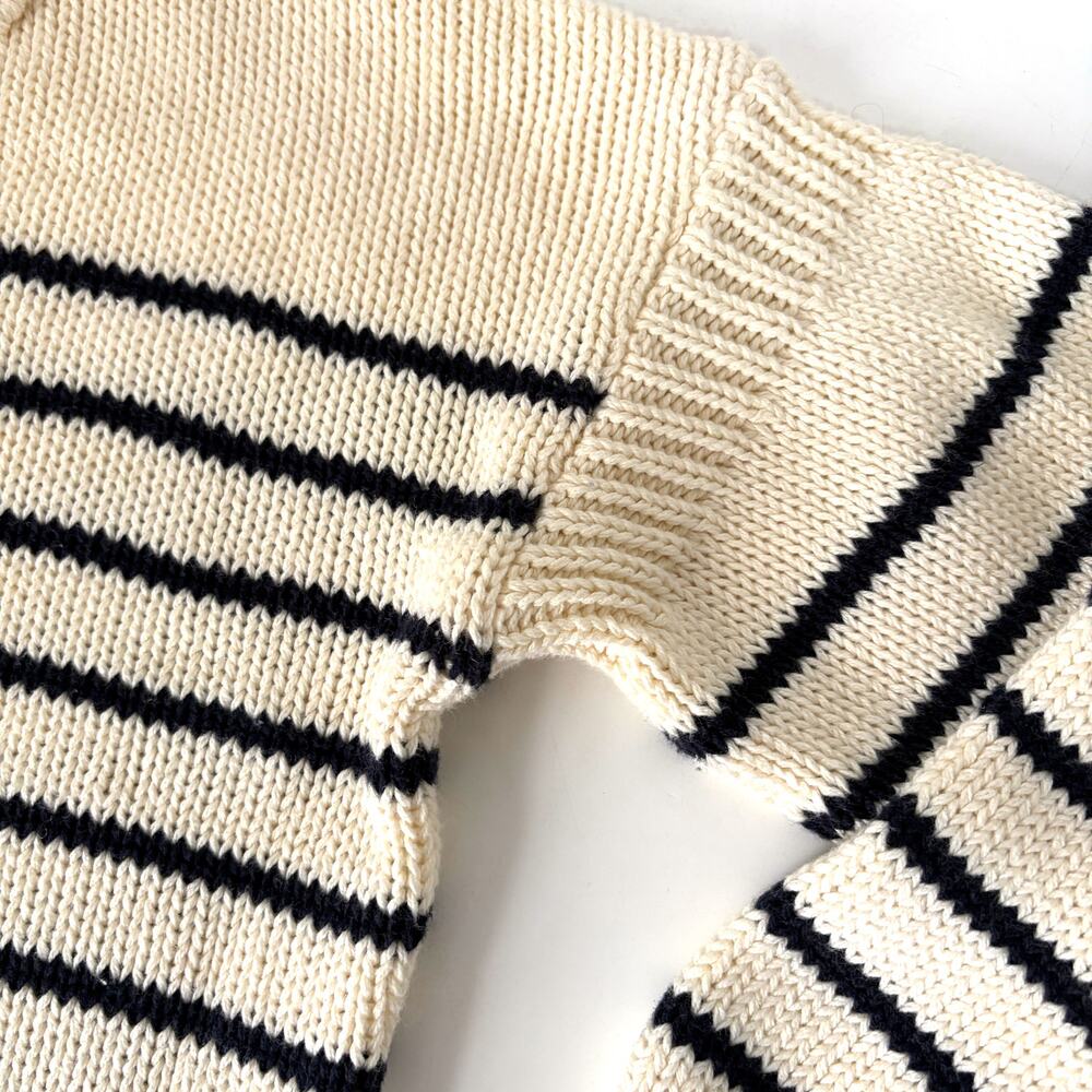 Alex Mill Jacques Cotton Stripe Polo Sweater Cream Black 100% Cotton Size M - Picture 9 of 13